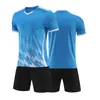 Conjunto de Uniforme de Futebol de Manga Curta, Feito Sob Medida, Uniforme de Treino de Futebol Liso em Estoque, Mesmo Estilo para Adultos e Crianças, Camisa de Futebol, Uniforme para Homens