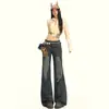 2026 Jeans Retro Americanos para Mujer Otoño High Street Sentido del Diseño Cintura Alta Adelgazantes Sueltos Micro Campana Soporte Dropshipping