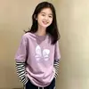 Nueva camiseta de algodón puro de manga larga para niñas de primavera y otoño, elegante conjunto de dos piezas estilo coreano para niños mayores