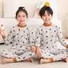 Calça Comprida de Algodão Outono para Meninos, Conjunto de Roupa Íntima de Algodão para Meninas, Suéter 100% Algodão Infantil, Pijama de Segunda Pele Outono e Inverno para Crianças Maiores