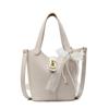 Bolsa Balde Portátil Elegante Casual Popular de Alta Qualidade para Primavera e Verão com Padrão Lichia Bolsa Transversal Simples Versátil para Mulheres