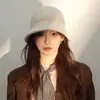 Sombrero de Pescador de Punto Melard de Gran Circunferencia para Mujer, Sombrero Cubo Vintage Cálido de Otoño e Invierno que Hace que la Cara Parezca Más Pequeña