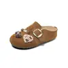 Nuevas Pantuflas Birkenstock de Cuadros Vintage con Lazo Otoño/Invierno 2026 para Niñas Pantuflas Versátiles Ligeras de Moda con Punta Cerrada para Mujeres