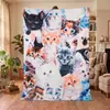 Manta de franela transfronteriza con un diseño de gato lindo y único, impresa digitalmente, cómoda y suave, disponible para comercio internacional de Amazon