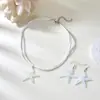 Serie de Verano Bohemian Beach Ocean Serie Transfronteriza Moda Versátil Pendientes de Estrella de Mar Graduados Traje de Collar para Mujer