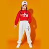 Ropa de rendimiento de porristas para niños, ropa de rendimiento deportivo para estudiantes de primaria y secundaria, jardín de infantes, me encanta el otoño de manga larga rojo chino