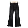 Jeans Outono 2024 Spice Girl Vintage Hot Diamond Micro-Lar Design Feminino Cintura Alta Borda Desfiada Lavada Aparência Slim Calça Boca de Sino