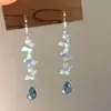 "Amante Azul Hielo" Pendientes de Borla con Forma de Gota de Agua y Mariposa Azul Hielo, Pendientes Largos Frescos y Elegantes Estilo Hada