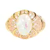 Anel de estilo explosivo transfronteiriço com pedra principal de opala oval Anel de dedo de opala em forma de ovo com cravação total em diamantes em ouro