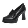 Una generación de zapatos de cuero de boca profunda y tacón grueso, impermeables, con plataforma, a la moda, comodines, mocasines cómodos, zapatos de trabajo, zapatos de pedal