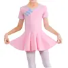Ropa de Baile para Niños y Niñas, Tutú Dividido de Manga Corta, Ropa de Práctica para Examen de Danza China, Ropa de Presentación, Cuello Redondo