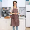 Delantales Rayados de Algodón y Lino al por Mayor desde el Fabricante, Delantales Domésticos Transpirables de Moda para Uso en Restaurante y Cocina, Delantales Antimanchas de Exportación