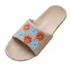 Pantuflas de Lino Bordadas a Máquina para Mujer, Nuevas, para Uso en Casa en Verano, para Parejas, de Interior, con Suela Suave, Antideslizantes, para Hombre en Verano