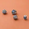 Cuentas de plata de ley 999 con diseño retro chino, estilo nacional, cloisonné, color azul quemado, para pulseras, accesorios DIY