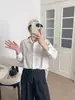 Colección Otoño 2026 Bordado Fresco de Dibujos Animados Flores Pequeñas Cardigan Suelto para Mujer Manga Larga Camisa Blanca Superior Venta al por Mayor