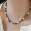 Nuevo Collar de Piedra Natural con Cuentas Estilo Chino para Mujer, Cadena para Clavícula Dopamina con Perlas de Nácar, Tendencia Única