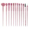 Bolsa negra de PU con cremallera transfronteriza, juego de brochas de maquillaje, brocha suave para polvo, base, brocha para sombra de ojos, herramientas de belleza