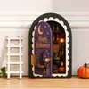 Ornamentos de madeira com tema de Halloween, rato fantasma criativo, escada, decoração de mesa vintage, suporte, decoração de atmosfera