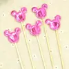 Qing Cang Redes Sociales Tarjeta de Enchufe para Pastel de Cumpleaños Enchufe PU Reflectante Mate Amor Estrella de Cinco Puntas Enchufe para Mesa de Postres