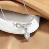 Cadena para Clavícula con Nudo de Cinta de Lujo Ligero de Nicho para Mujer, Collar con Lazo y Borla de Circonita, Diseño de Lujo Ligero, Accesorios de Alta Gama