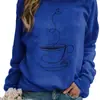 Sudadera con Estampado de Café Otoño y Primavera Cuello Redondo Casual Sudadera para Mujer Sudadera Transfronteriza