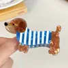 Cor Nova Outono e Inverno Clipe de Cabelo para Filhote de Dachshund Cor de Café Clipe de Garra de Desenho Animado Garra de Cabelo Fofa e Divertida Clipe de Tubarão para Cabelo Meio Preso