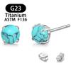 Pendientes de Platino Transfronterizos Redondos de 4 mm con Cuatro Garras Ópalo Azul Blanco Verde Pasador de Cobre Pendientes Simples Versátiles para Mujer