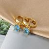 Aretes franceses de nicho simples estilo frío con incrustación de un solo diamante, sentido del diseño de circonita, modernos, combinan con todo, chapados en oro de 18 quilates