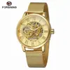 Nuevo Producto Reloj Forsining para Hombre, Moderno y Casual, Números Romanos, Correa de Malla, Diseño Hueco, Reloj Mecánico Manual