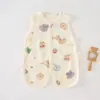 Roupas de Algodão Puro Pipa para o Verão Roupas Body de Bebê Gaze Respirável de Camada Dupla Colete Fino para Recém-Nascidos e Crianças Pequenas
