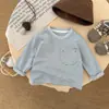 Ropa para Bebé Estilo Coreano Primavera y Otoño Niños Manga Larga Capa Base Infantil y Pequeño Suave Pegajoso Versátil Rayas Top Camiseta