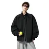 Jaqueta Bomber Gola Alta Retrô Masculina Scoundrel Cool Sensação de Alta Classe Jaqueta Cleanfit Jaqueta de Baseball Americana Curta Ombro Reto