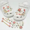 Nuevos Accesorios Crocs Cadena Unicornio Lujo Ligero Pedrería Flor para Zapato DIY Decoración Desmontable Hebilla para Zapato al por Mayor