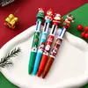 Caneta Esferográfica de Natal 4 Cores Caneta Multifuncional para Diário Caneta de Tinta a Óleo Colorida para Estudante Prêmios Infantis Presente de Feriado Caneta Multicolor