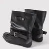 Botines Negros Estilo Coreano con Lazo para Mujer Primavera Verano Otoño Nuevos Botines de Apertura Amplia Hebilla de Gran Diámetro Botas de Caballero Apiladas