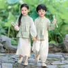 Hanfu para Niños Nuevo Estilo Chino Estilo Nacional Conjunto Primavera Otoño Infantil Nuevo Estilo Chino Disfraz Antiguo Traje Tang para Niñas Disfraz de Performance para Jardín de Infancia