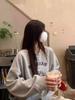Sudadera con Capucha Gris de Dibujos Animados de Moda Hermosa para Mujer en Primavera y Otoño, Suéter Minimalista de Manga Larga de Gama Alta