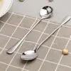 Cuchara de Mango Largo de Acero Inoxidable Cuchara para Remover Café de Oficina Cuchara Larga para Sopa Cuchara para Fideos Instantáneos del Hogar Cuchara para Sandía Vajilla Occidental