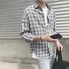 Camisa de Manga Larga a Cuadros para Hombre Primavera y Verano Estilo Hong Kong Ins Juvenil Holgada Casual Versátil Camisa Chaqueta