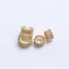 Base de Flores Redonda Oca com Furo Grande e Cintura Fina, Contas Espaçadoras, Flor com Zircônia Inlaid, Preserva Cor, Banhada a Ouro 14K, Materiais para Acessórios de Miçangas DIY