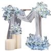 Fondo azul Flor de fila simulación decoración floral artificial azul claro camino plomo ceremonia de boda bruma escenario diseño diurno Nueva Serie