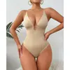 2026 Pronta Entrega Transfronteiriço Europa e América Mais Vendido Melhor Vendedor Decote Profundo Sexy Cintura Marcada Modelador Corporal Abertura na Virilha Tanga Body Feminino