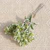 3 Ramas de Hojas con Borde Plateado, Flores Artificiales de Centella Asiática de Montaña, Florales Decorativos para Compras en Casa, Bodas, Fotografía