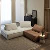 Sofá de Tecido Linho Estilo Creme Removível e Lavável Estilo Italiano Minimalista Sofá de Couro Bovino de Primeira Camada Sofá Modular Bloco de Tofu