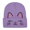 Chapéu de Tricô Bordado com Gato Padrão Desenho Animado Fofo da Amazon Chapéu de Lã Chapéu Quente para Homens e Mulheres