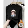 Estilo Nuevo Otoño e Invierno para Niñas Cuello Medio Alto Ropa Cálida Casual para Niños Grandes y Medianos Camisa Térmica de Polar Cepillado para Niños de Moda