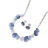Nuevo collar con pendientes de flores redondas esmaltadas transfronterizos, ideal para mujer, de alta gama.