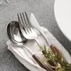 Juego de Cubiertos de Madera Coloridos para Filete, Tenedor y Cuchara de 3 Piezas de Fábrica Portuguesa Acero Inoxidable 304 Vajilla para Comida Occidental juego Cuchara y Tenedor