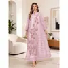 Vestido bordado festivo para mujer, de longitud completa, con bordado pesado, dobladillo grande, suelto y lujoso, venta al por mayor