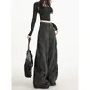 Jeans feminino de perna larga, outono e inverno, tendência versátil, novo, cintura alta, solto, modelador, moda, calças retas estampadas, comprimento total